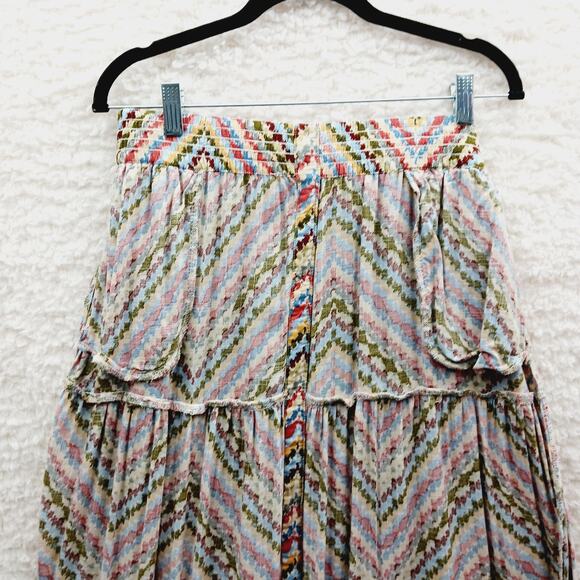 Skirt Maxi Peasant Size M-L Chevron Boho Whimsycore Festival Retro Tiered Y2K - Picture 10 of 12